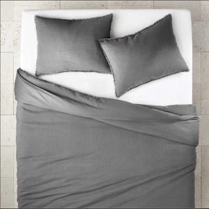 Casaluna heavyweight linen blend full/queen duvet set. Gray